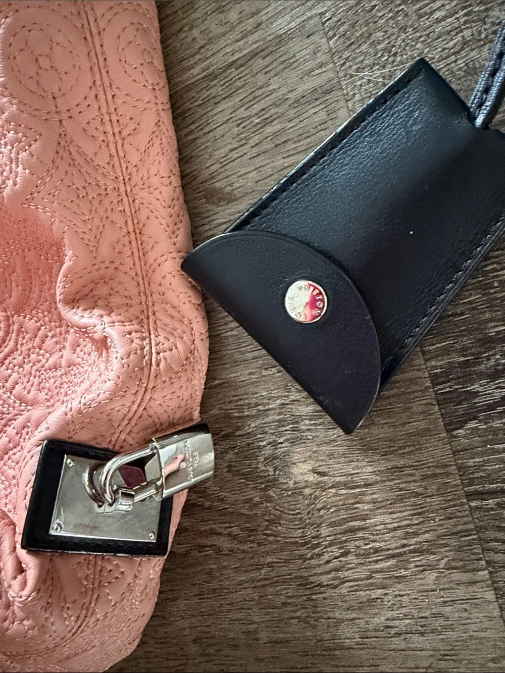 Louis Vuitton Coral Quilted Shoulder Bag with Black Trim